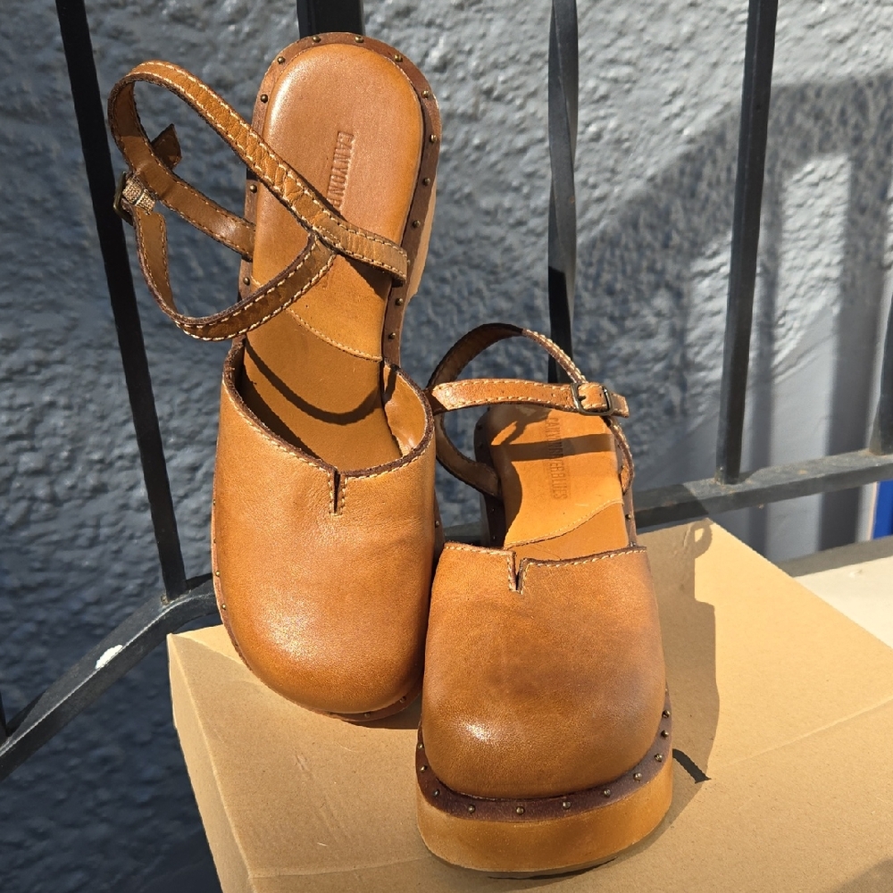 NWOT Canyon River Blues Size 8.5 Brown Leather Mules with Strap